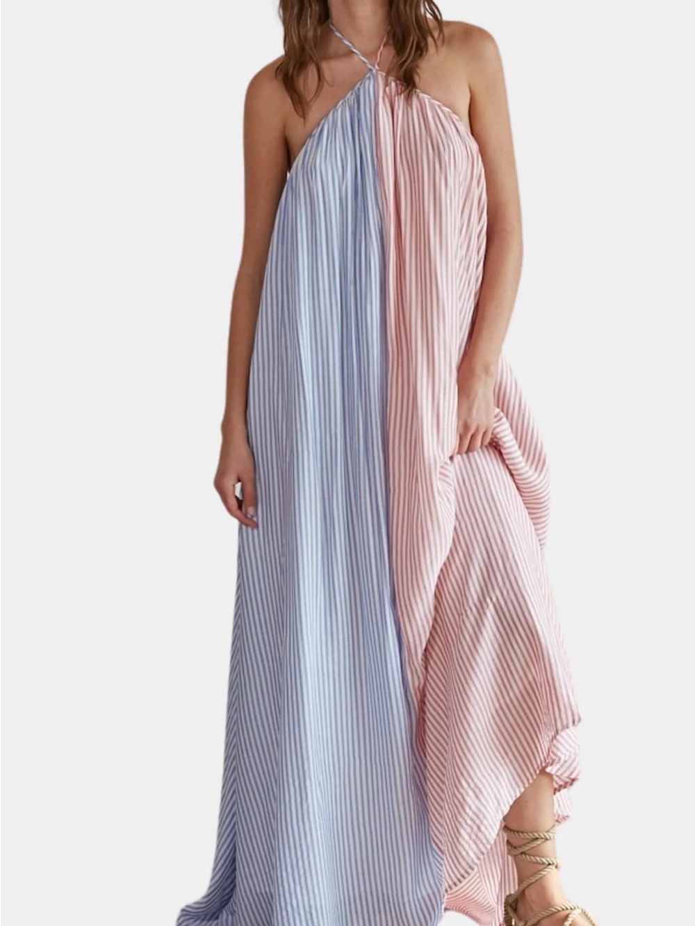 NWT By Together Love Birds Striped Halter Maxi Dress Colorblock Size S - Picture 11 of 12